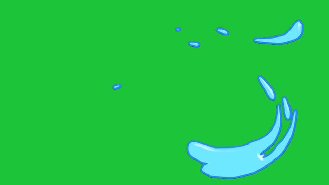 Blue water splash and liquid liquid motion effect animation on a green background loop design concept