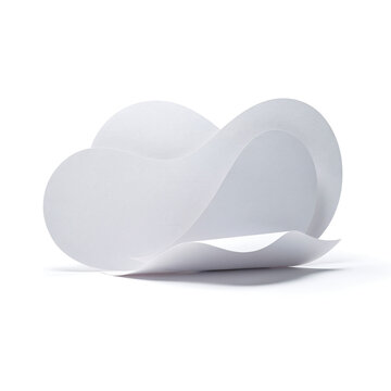 Abstract white cloud shaped paper cutout texture on white surface with paper art abstract creative background minimalist atmosphere meteorology material composition isolated paperwork