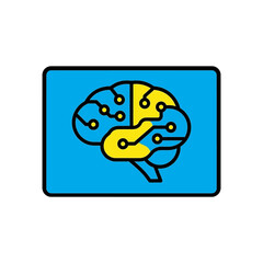 Fototapeta premium Artificial intelligence brain graphic on blue background