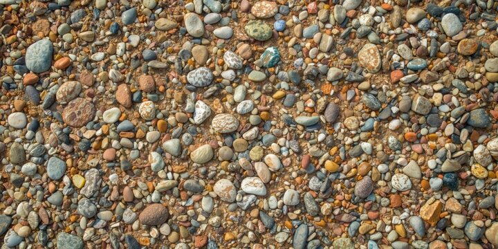 Colorful Pebbles and Stones on a Riverbed with Clear Water