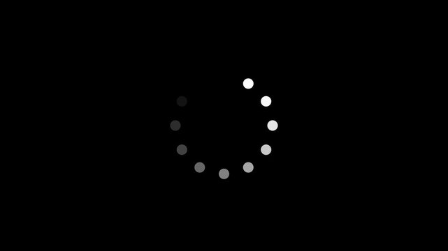 Modern Circular Loading Spinner Animation on black Background 4K Seamless Motion Graphic Loop