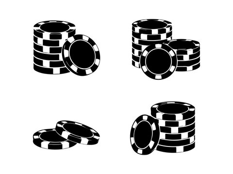 Casino Poker Chips Silhouette Set