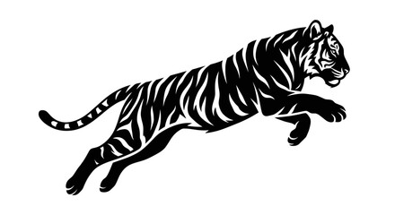 Jumping Tiger Tribal Vector Illustration © widyas