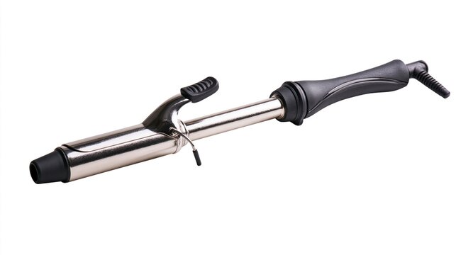 Professional electric hair curling iron isolated on white background