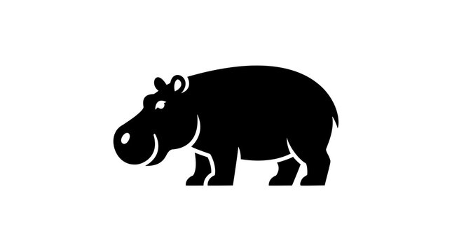 Hippopotamus icon cartoon logo funny behemoth style hippo iconic depiction sign illustration