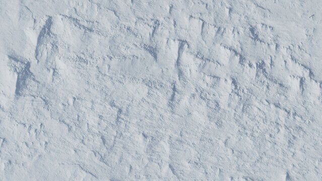 Windblown Snow Surface Texture Background, Top View 3D Render