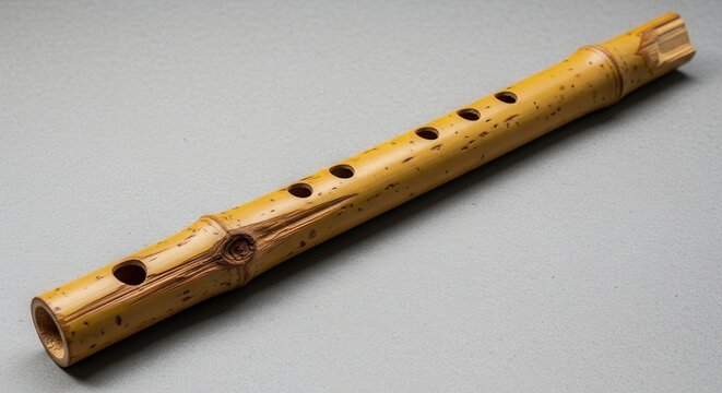 Traditional Bamboo Flute: Rustic Musical Instrument with Rustic Texture