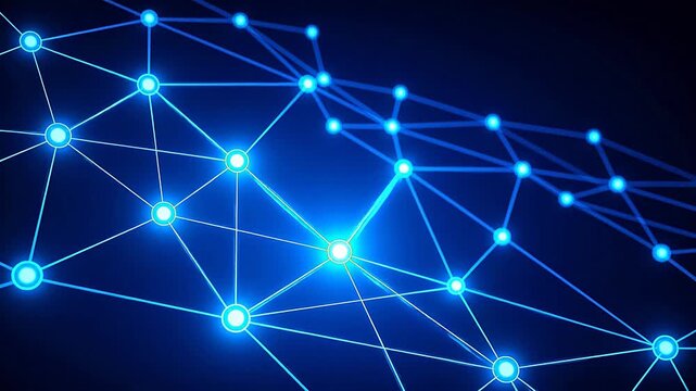 Blue glowing network connections