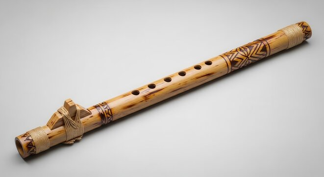 Tribal Bamboo Flute with Etched Design