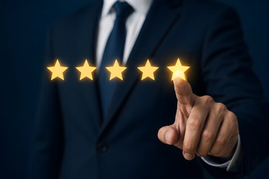 Business person giving a five star rating