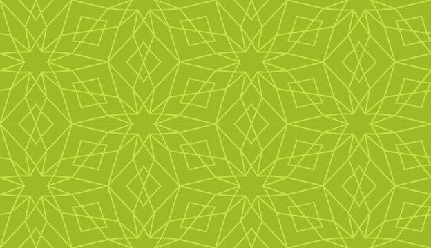Green islamic geometric seamless pattern, background in duotone pistachio color