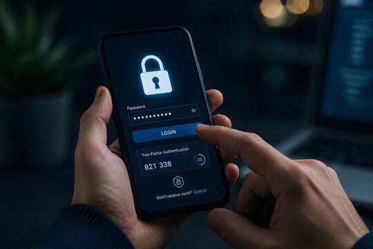 Cybersecurity Login on Smartphone Screen