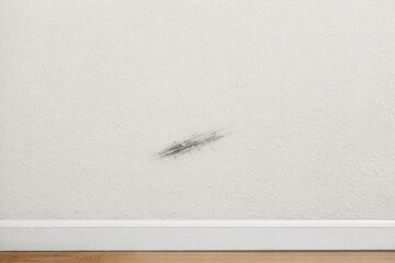 Obraz premium A plain white wall with a small black mark or stain