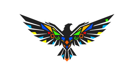 Fototapeta premium Abstract Geometric Eagle Illustration With Vibrant Multi-Colored Details.