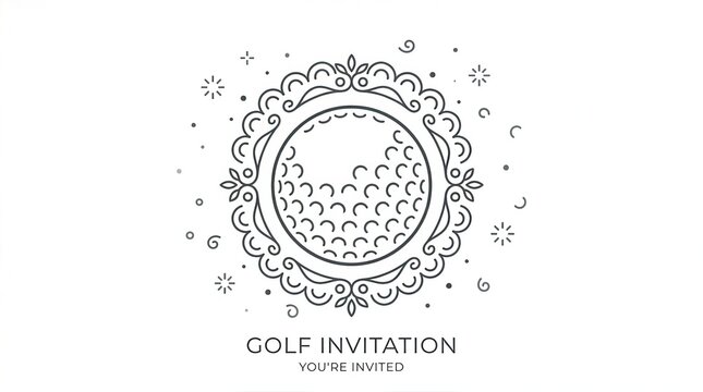 golf invitation card, golf ball ornate design