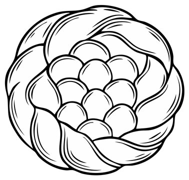 Abstract floral design element with detailed petals and inner circles in a circular shape
