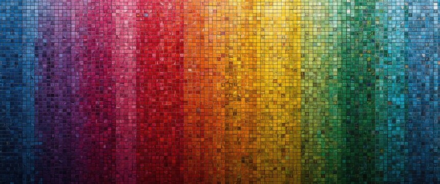 Colorful Mosaic Pattern with Vertical Stripes in Gradient Shades