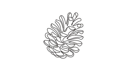 Pine Cone Continuous Line Vector Illustration © astuti