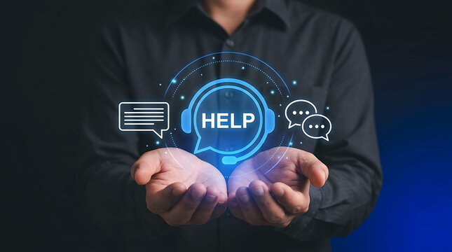 Customer service help desk assistant offer online support for technical assistance