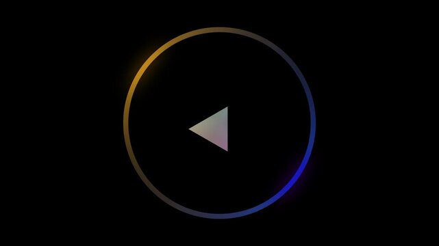 Minimalist loading spinner with gradient play button on black background, progress