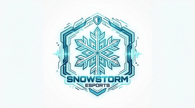 snowstorm esports logo, blue snowflake emblem