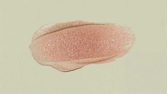 Glittering Rose Gold Cosmetic Swatch on Soft Green Background