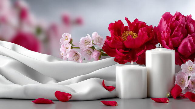 Elegant Floral Still Life with Candles Celebrating Saint Teresa of Avila Feast Day and Spiritual Reflection