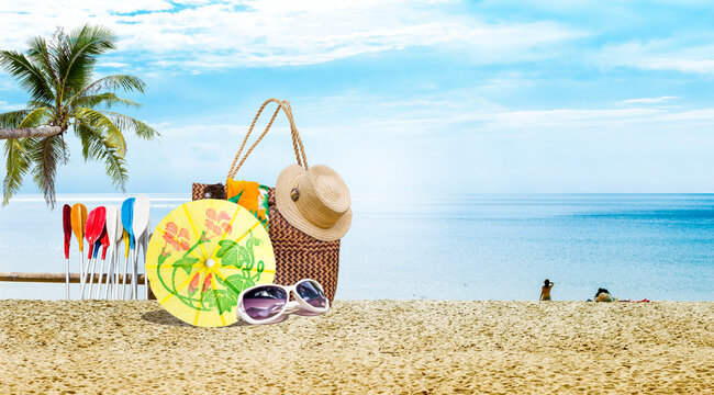 Summer season concept background, Tropical island in south of Thailand, beautiful summer holiday on the beach