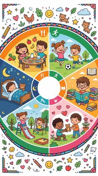 Educational Graphic Depicting Healthy Daily Habits and Activities for Children