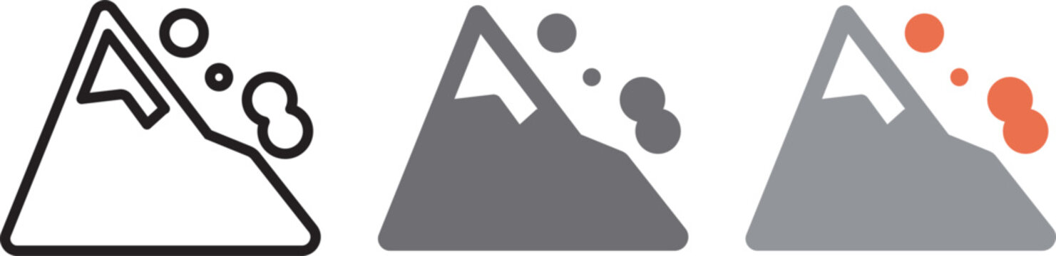 Avalanche Icon. Snow Mountain Symbol. Simple Pictogram for Natural Disaster, Winter Safety, Ski Resort, Hazard Warning and Weather Forecast.