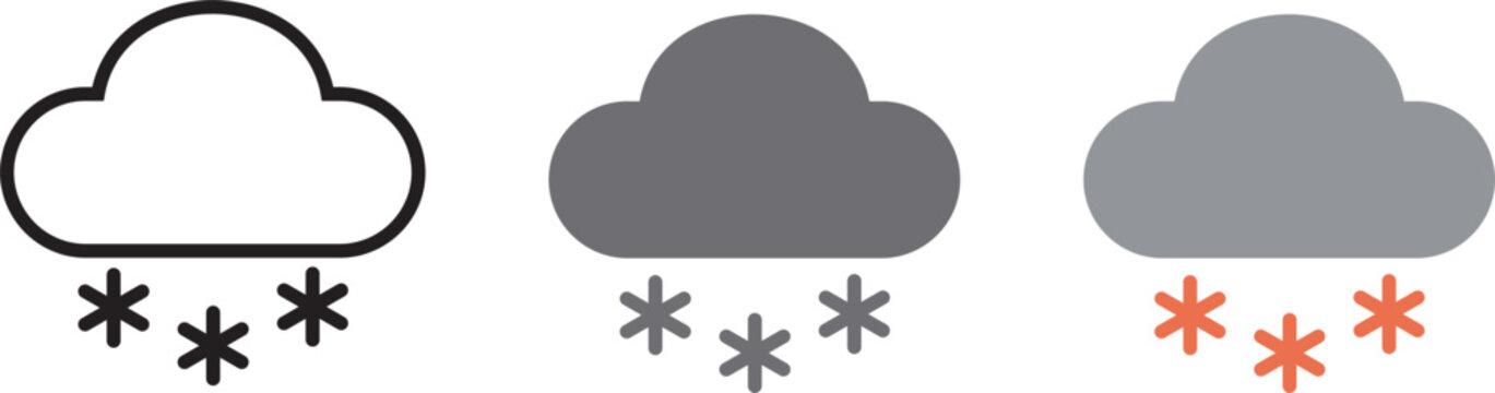 Snow Weather Icon. Snowflake Cloud Symbol. Simple Pictogram for Winter Forecast, Cold Climate, Snowfall, Seasonal Weather and Outdoor Conditions.