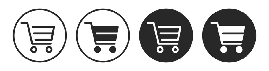 Shopping cart icon set with outline and solid circle styles for ecommerce checkout and retail © Виталий Опришко