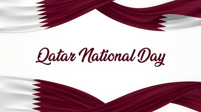 Qatar national day celebration with red and white flag design, national