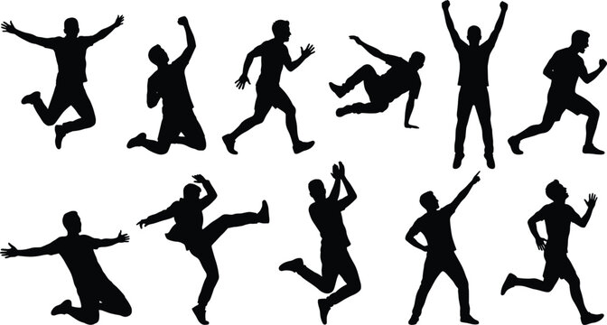 Orc warrior silhouettes, fantasy monster characters, mythical creature icons with axes and hammers, evil goblin fighter poses, ancient barbarian figures, tribal battle graphics.