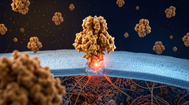 Monoclonal Antibody Immunotherapy Cell Receptor, Medical illustration showing targeted antibody binding to cell surface for precision medicine