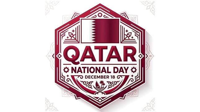 Qatar national day celebration on december 18th with flag and traditional design