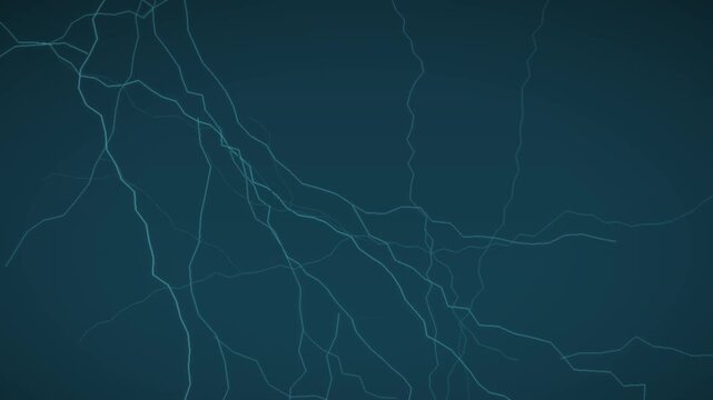 Branching Electric Lightning Bolts Flickering Across a Dark Sky Seamless Loop in subtle cyan tones