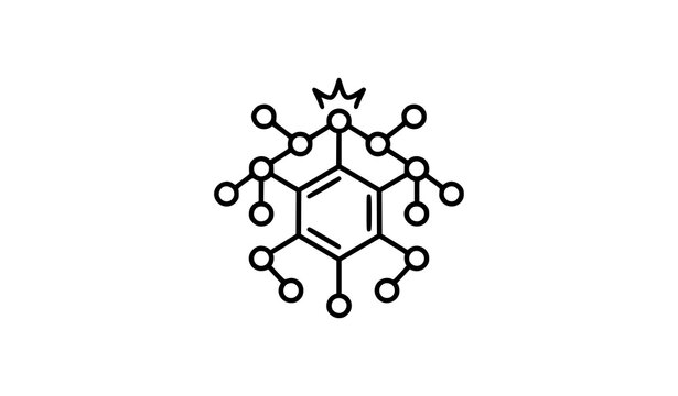 Minimal Catalyst Molecule Line Icon for Chemistry and Scientific Research