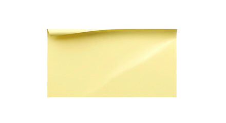 A yellow sticky note with a curled corner against a clean white background, showcasing a minimalist...