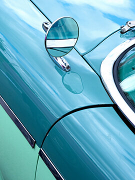 Blue Vintage car sideview mirror