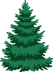 Obraz premium Green Christmas tree vector illustration, flat design pine forest plant and winter holiday symbol