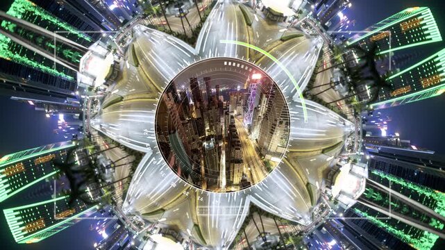 hong kong skyline abstract hypnotic pattern
