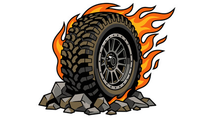 Flaming Off-Road Tire Vector Illustration © Yanto Suris