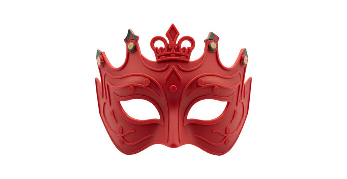 Immagine primo piano con maschera con elementi decorativi per feste e giochi su sfondo bianco o trasparente