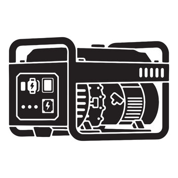 Portable electric generator silhouette icon for emergency power supply