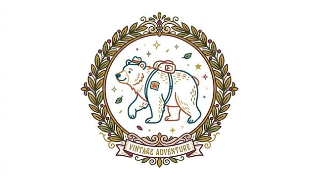 Polar bear and backpacker adventure logo
