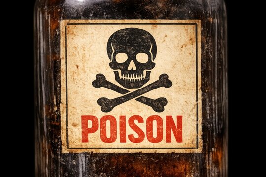 A bottle with skull and crossbones symbol, indicating a toxic substance