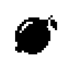Fototapeta premium Pixel art lemon icon. Retro game fruit graphic. Isolated vector.