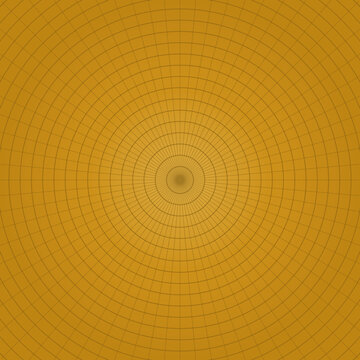 Golden yellow polar grid background, circular coordinate system vector, radial graph paper texture for technical engineering and mathematical design