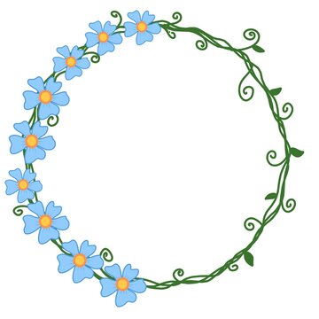 Elegant Floral Vine Circle Wreath Frame Vector Illustration